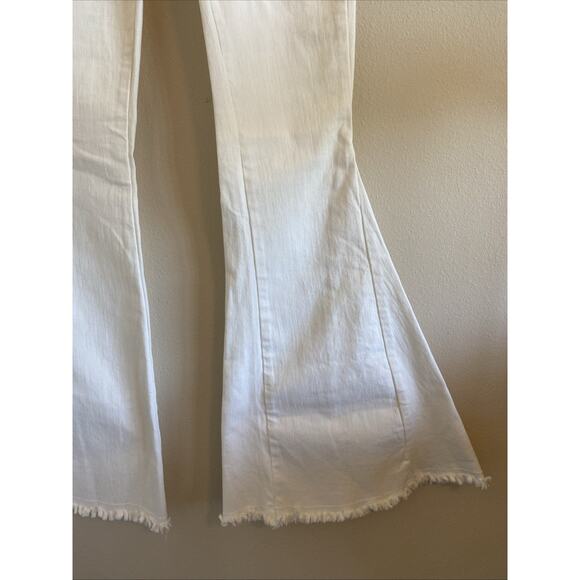 Saints & Hearts White Distressed Hem Wide Flare Leg Festival Boho Denim Jeans S - Picture 4 of 12